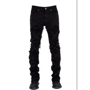 Focus Black Stacked Skinny Flare Double stacked 30 x 38 Jeans